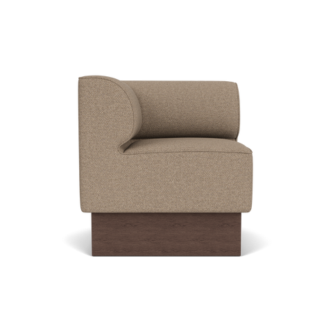 Audo Copenhagen Eave Dining Sofa, Corner, 30", Left Corner in Logan Flint on a Plateau base in Dark Stained Oak, packshot on white