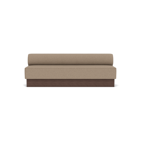Audo Copenhagen Eave Dining Sofa, Open Section, 89" in Logan Flint on a Plateau base in Dark Stained Oak, packshot on white
