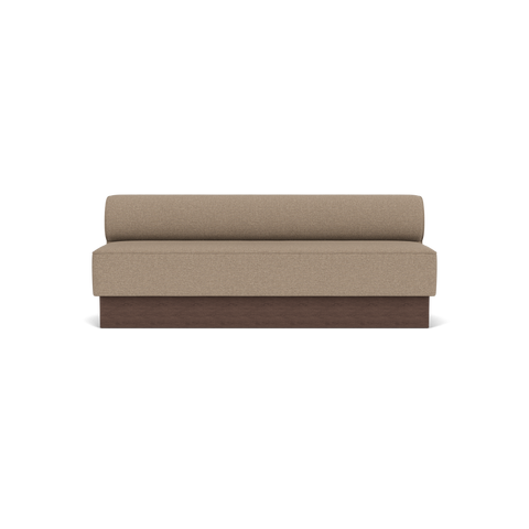 Audo Copenhagen Eave Dining Sofa, Open Section, 83" in Logan Flint on a Plateau base in Dark Stained Oak, packshot on white