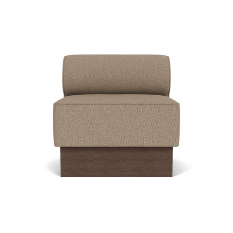 Audo Copenhagen Eave Dining Sofa, Open Section, 32" in Logan Flint on a Plateau base in Dark Stained Oak, packshot on white