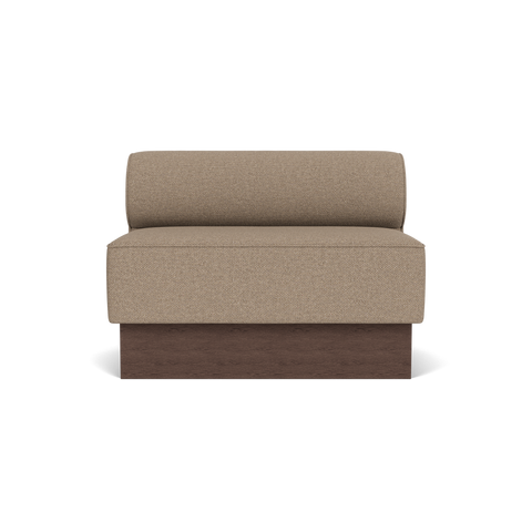 Audo Copenhagen Eave Dining Sofa, Open Section, 44" in Logan Flint on a Plateau base in Dark Stained Oak, packshot on white