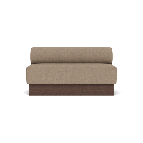 Audo Copenhagen Eave Dining Sofa, Open Section, 59" in Logan Flint on a Plateau base in Dark Stained Oak, packshot on white