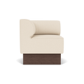 Audo Copenhagen Eave Dining Sofa, Corner, 30", Left Corner in Logan Jasmine on a Plateau base in Dark Stained Oak, packshot on white