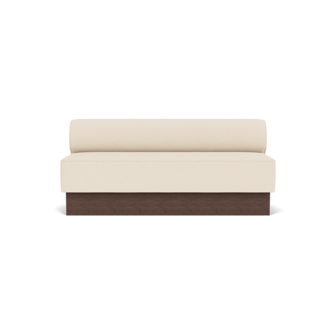 Audo Copenhagen Eave Dining Sofa, Open Section, 71" in Logan Jasmine on a Plateau base in Dark Stained Oak, packshot on white