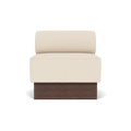 Audo Copenhagen Eave Dining Sofa, Open Section, 32" in Logan Jasmine on a Plateau base in Dark Stained Oak, packshot on white