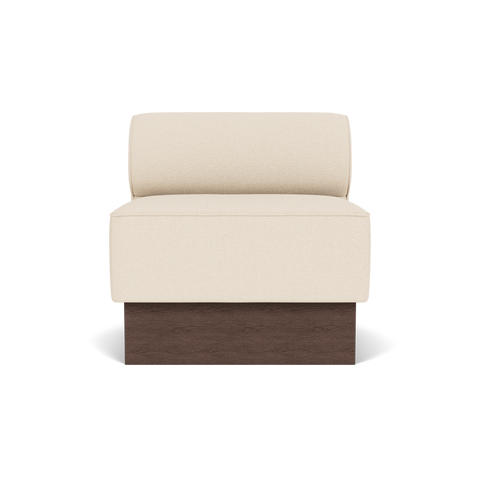 Audo Copenhagen Eave Dining Sofa, Open Section, 32" in Logan Jasmine on a Plateau base in Dark Stained Oak, packshot on white