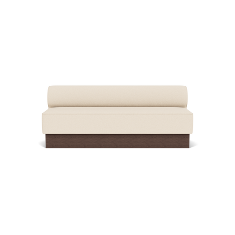 Audo Copenhagen Eave Dining Sofa, Open Section, 79" in Logan Jasmine on a Plateau base in Dark Stained Oak, packshot on white