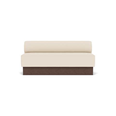 Audo Copenhagen Eave Dining Sofa, Open Section, 69" in Logan Jasmine on a Plateau base in Dark Stained Oak, packshot on white