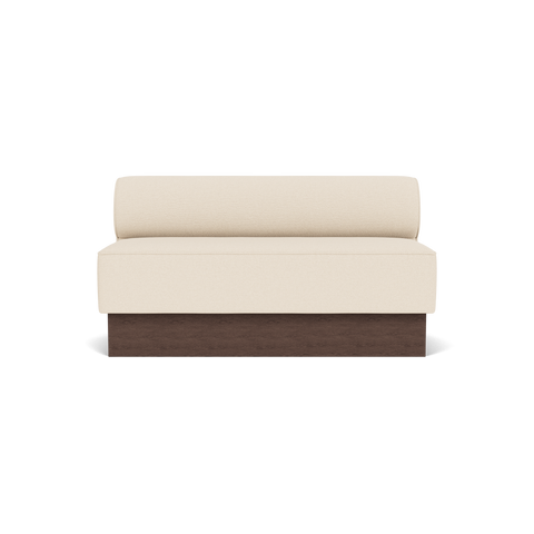 Audo Copenhagen Eave Dining Sofa, Open Section, 59" in Logan Jasmine on a Plateau base in Dark Stained Oak, packshot on white