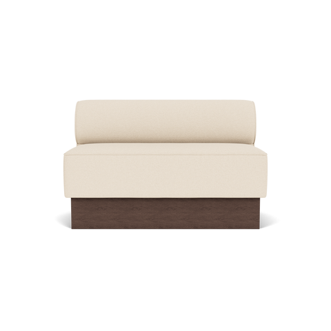 Audo Copenhagen Eave Dining Sofa, Open Section, 50" in Logan Jasmine on a Plateau base in Dark Stained Oak, packshot on white