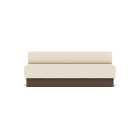 Audo Copenhagen Eave Dining Sofa, Open Section, 83" in Logan Jasmine on a Plateau base in Dark Stained Oak, packshot on white