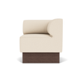 Audo Copenhagen Eave Dining Sofa, Corner, 30", Right Corner in Logan Jasmine on a Plateau base in Dark Stained Oak, packshot on white