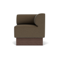 Audo Copenhagen Eave Dining Sofa, Corner, 30", Right Corner in Logan Nutmeg on a Plateau base in Dark Stained Oak, packshot on white