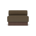 Audo Copenhagen Eave Dining Sofa, Open Section, 44" in Logan Nutmeg on a Plateau base in Dark Stained Oak, packshot on white