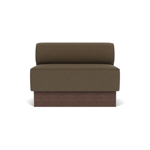 Audo Copenhagen Eave Dining Sofa, Open Section, 44" in Logan Nutmeg on a Plateau base in Dark Stained Oak, packshot on white