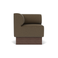 Audo Copenhagen Eave Dining Sofa, Corner, 30", Left Corner in Logan Nutmeg on a Plateau base in Dark Stained Oak, packshot on white