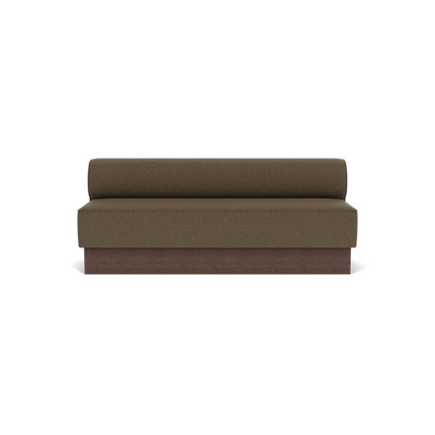 Audo Copenhagen Eave Dining Sofa, Open Section, 79" in Logan Nutmeg on a Plateau base in Dark Stained Oak, packshot on white