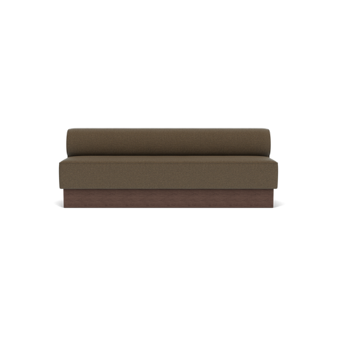 Audo Copenhagen Eave Dining Sofa, Open Section, 89" in Logan Nutmeg on a Plateau base in Dark Stained Oak, packshot on white