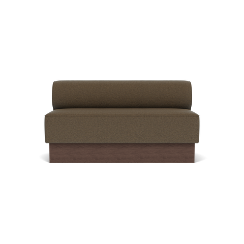 Audo Copenhagen Eave Dining Sofa, Open Section, 59" in Logan Nutmeg on a Plateau base in Dark Stained Oak, packshot on white