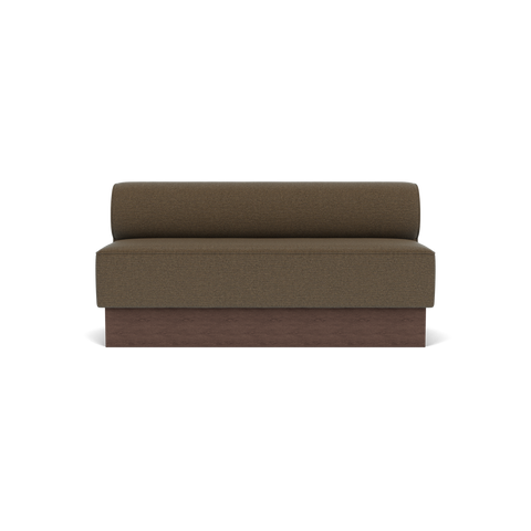 Audo Copenhagen Eave Dining Sofa, Open Section, 65" in Logan Nutmeg on a Plateau base in Dark Stained Oak, packshot on white