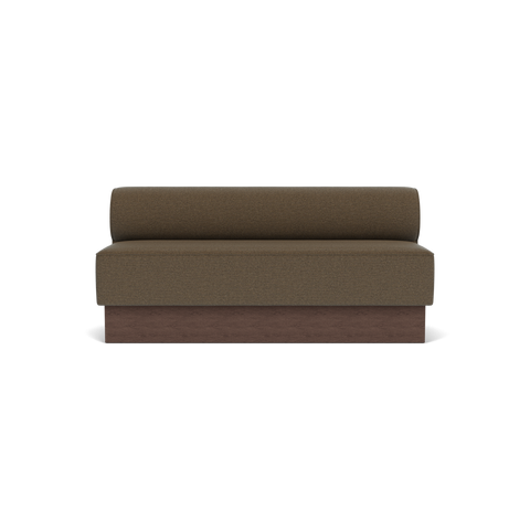 Audo Copenhagen Eave Dining Sofa, Open Section, 69" in Logan Nutmeg on a Plateau base in Dark Stained Oak, packshot on white