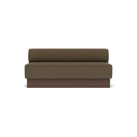 Audo Copenhagen Eave Dining Sofa, Open Section, 71" in Logan Nutmeg on a Plateau base in Dark Stained Oak, packshot on white