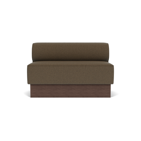 Audo Copenhagen Eave Dining Sofa, Open Section, 50" in Logan Nutmeg on a Plateau base in Dark Stained Oak, packshot on white