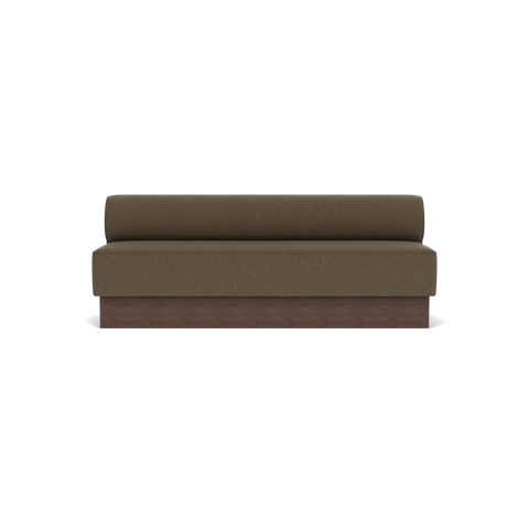 Audo Copenhagen Eave Dining Sofa, Open Section, 83" in Logan Nutmeg on a Plateau base in Dark Stained Oak, packshot on white