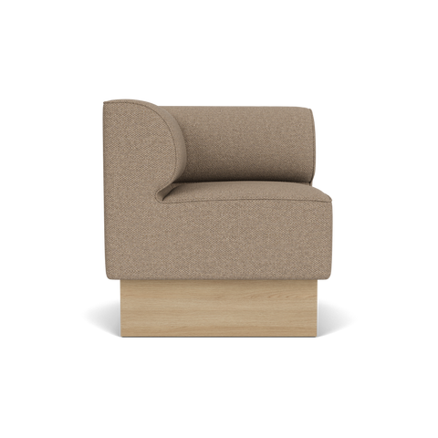 Audo Copenhagen Eave Dining Sofa, Corner, 30", Left Corner in Logan Flint on a Plateau base in Natural Oak, packshot on white