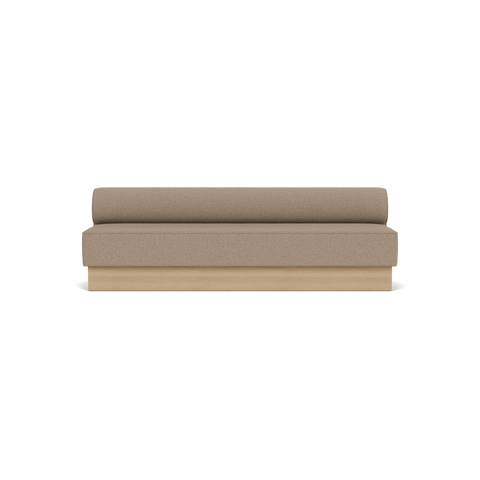 Audo Copenhagen Eave Dining Sofa, Open Section, 99" in Logan Flint on a Plateau base in Natural Oak, packshot on white