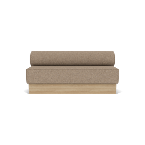 Audo Copenhagen Eave Dining Sofa, Open Section, 69" in Logan Flint on a Plateau base in Natural Oak, packshot on white
