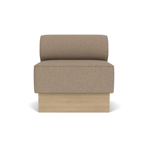 Audo Copenhagen Eave Dining Sofa, Open Section, 32" in Logan Flint on a Plateau base in Natural Oak, packshot on white