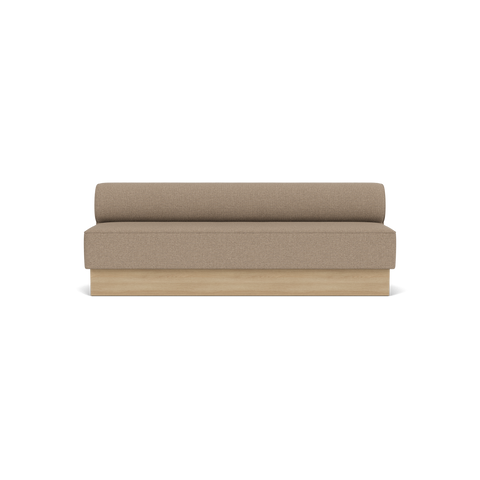 Audo Copenhagen Eave Dining Sofa, Open Section, 89" in Logan Flint on a Plateau base in Natural Oak, packshot on white