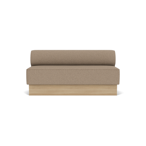 Audo Copenhagen Eave Dining Sofa, Open Section, 65" in Logan Flint on a Plateau base in Natural Oak, packshot on white