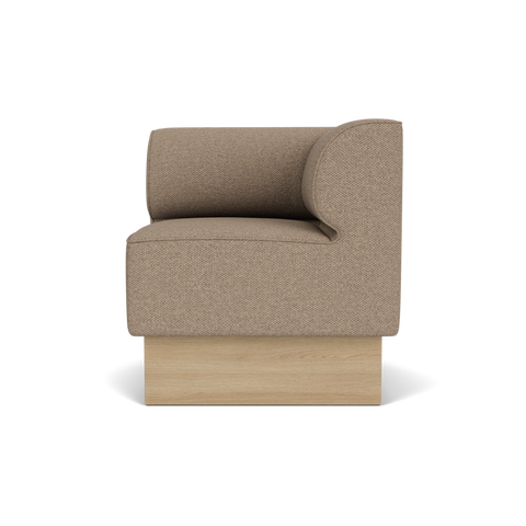 Audo Copenhagen Eave Dining Sofa, Corner, 30", Right Corner in Logan Flint on a Plateau base in Natural Oak, packshot on white