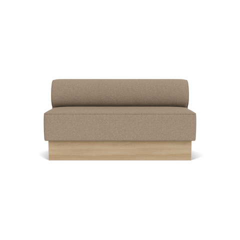 Audo Copenhagen Eave Dining Sofa, Open Section, 59" in Logan Flint on a Plateau base in Natural Oak, packshot on white