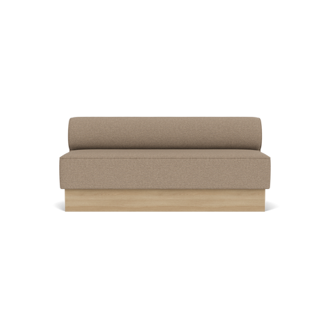 Audo Copenhagen Eave Dining Sofa, Open Section, 71" in Logan Flint on a Plateau base in Natural Oak, packshot on white