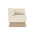 Audo Copenhagen Eave Dining Sofa, Corner, 30", Left Corner in Logan Jasmine on a Plateau base in Natural Oak, packshot on white