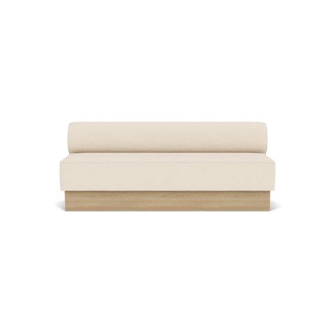 Audo Copenhagen Eave Dining Sofa, Open Section, 79" in Logan Jasmine on a Plateau base in Natural Oak, packshot on white