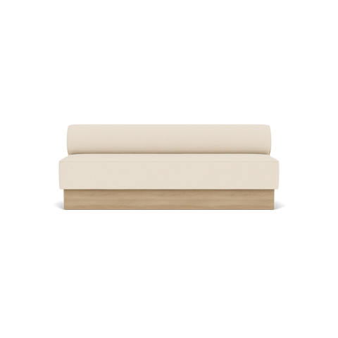 Audo Copenhagen Eave Dining Sofa, Open Section, 83" in Logan Jasmine on a Plateau base in Natural Oak, packshot on white