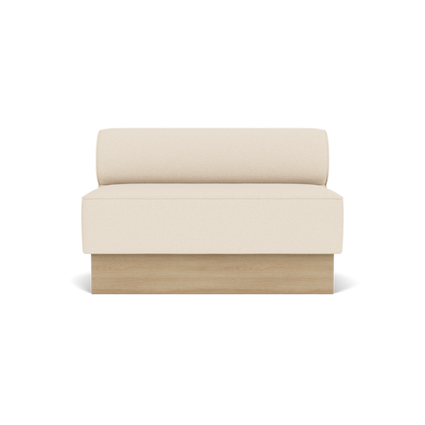 Audo Copenhagen Eave Dining Sofa, Open Section, 50" in Logan Jasmine on a Plateau base in Natural Oak, packshot on white