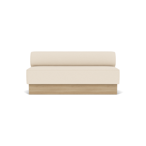 Audo Copenhagen Eave Dining Sofa, Open Section, 69" in Logan Jasmine on a Plateau base in Natural Oak, packshot on white