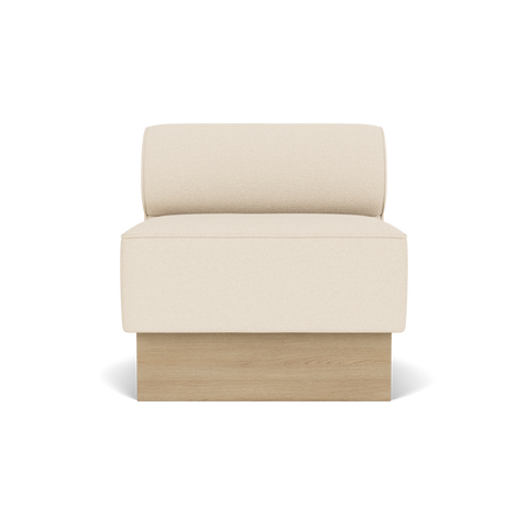 Audo Copenhagen Eave Dining Sofa, Open Section, 32" in Logan Jasmine on a Plateau base in Natural Oak, packshot on white