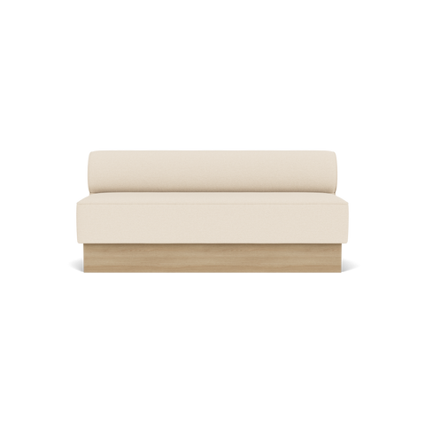 Audo Copenhagen Eave Dining Sofa, Open Section, 71" in Logan Jasmine on a Plateau base in Natural Oak, packshot on white
