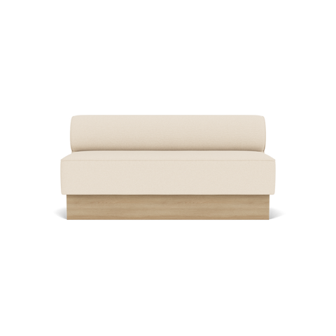 Audo Copenhagen Eave Dining Sofa, Open Section, 65" in Logan Jasmine on a Plateau base in Natural Oak, packshot on white