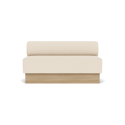 Audo Copenhagen Eave Dining Sofa, Open Section, 59" in Logan Jasmine on a Plateau base in Natural Oak, packshot on white