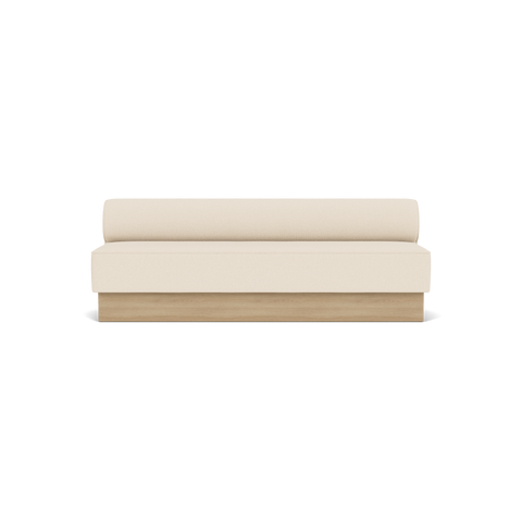 Audo Copenhagen Eave Dining Sofa, Open Section, 89" in Logan Jasmine on a Plateau base in Natural Oak, packshot on white
