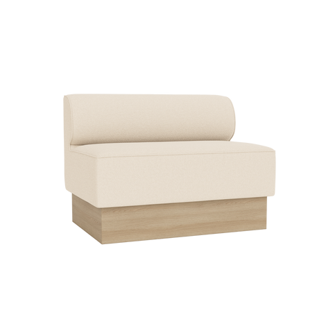 Audo Copenhagen Eave Dining Sofa, Open Section, 44" in Logan Jasmine on a Plateau base in Natural Oak, packshot on white