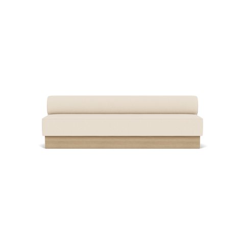 Audo Copenhagen Eave Dining Sofa, Open Section, 99" in Logan Jasmine on a Plateau base in Natural Oak, packshot on white