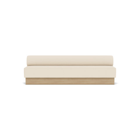 Audo Copenhagen Eave Dining Sofa, Open Section, 103" in Logan Jasmine on a Plateau base in Natural Oak, packshot on white